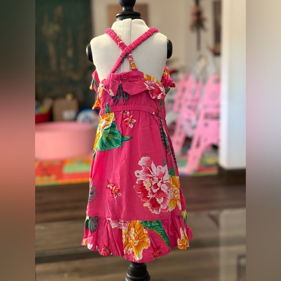 Floral print hot pink strappy dress flowy size 12-18m - Picture 6 of 6